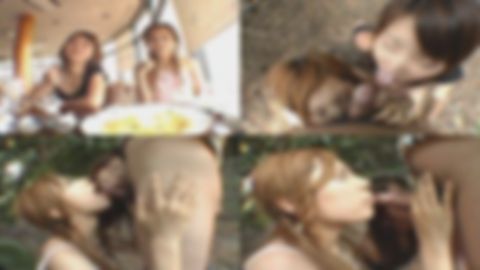 レア露出☆仲良し二人*が青い空の下で大胆に♪爆乳晒して野外オナニーで乱れる！オマンコむずむずしたところでダブルフェラしてもらったら口に大量発射！レズキスでザーメン分け合う二人に超コーフン！