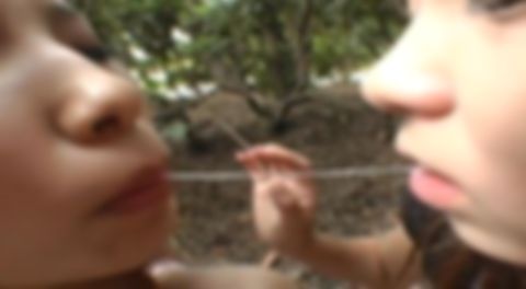 レア露出☆仲良し二人*が青い空の下で大胆に♪爆乳晒して野外オナニーで乱れる！オマンコむずむずしたところでダブルフェラしてもらったら口に大量発射！レズキスでザーメン分け合う二人に超コーフン！