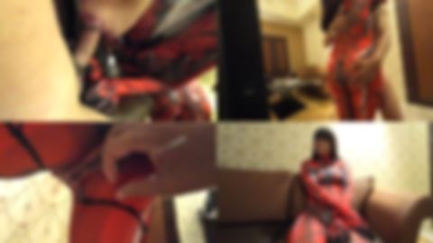 【個撮・戦隊コスプレ露出】〈ドスケベ爆乳妻〉私が大好きなヒロインのスーツを着せて野外フェラ&ハメ撮り！ピッチピチに張って乳と尻がエロすぎる全身タイツに興奮しまくりでした！！
