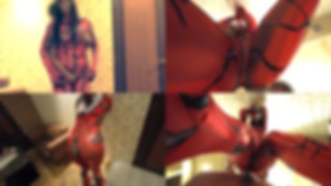 【個撮・戦隊コスプレ露出】〈ドスケベ爆乳妻〉私が大好きなヒロインのスーツを着せて野外フェラ&ハメ撮り！ピッチピチに張って乳と尻がエロすぎる全身タイツに興奮しまくりでした！！